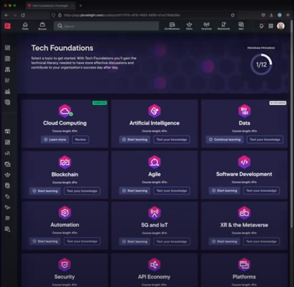 Screenshot of Pluralsight Tech Foundations